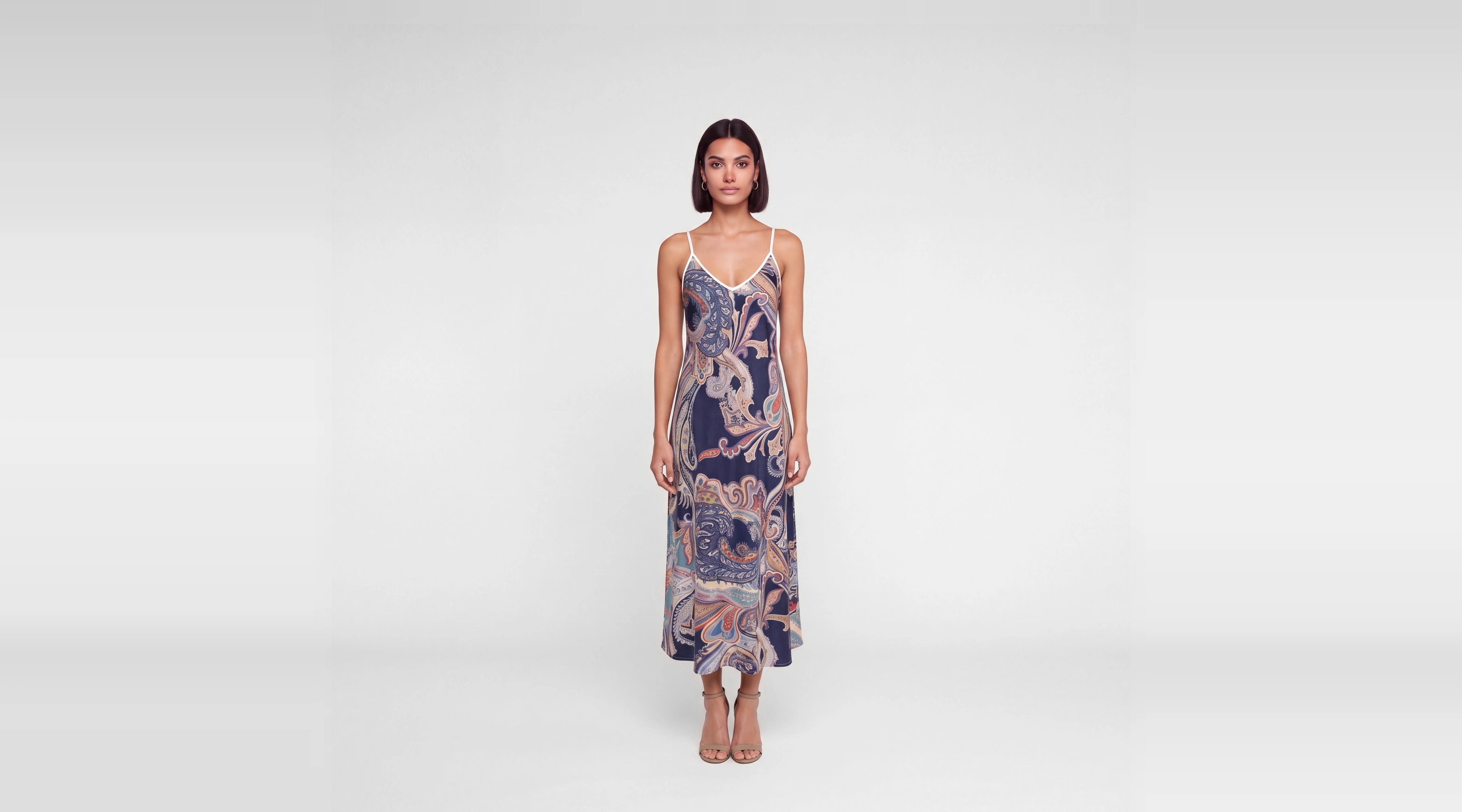 Editorial view of the Maree d'Encre paisley slip dress