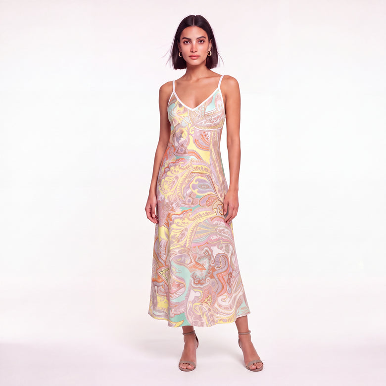 Aurore de Soie Silk Paisley Slip Dress