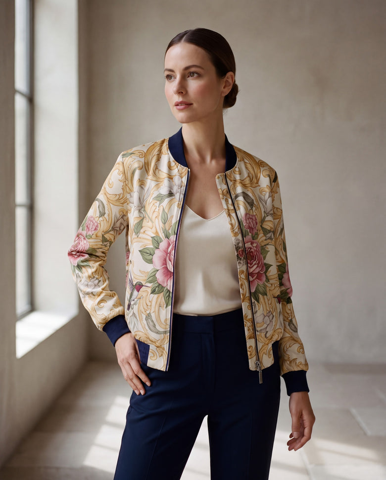 Bouquet de Versailles Reversible Silk Bomber