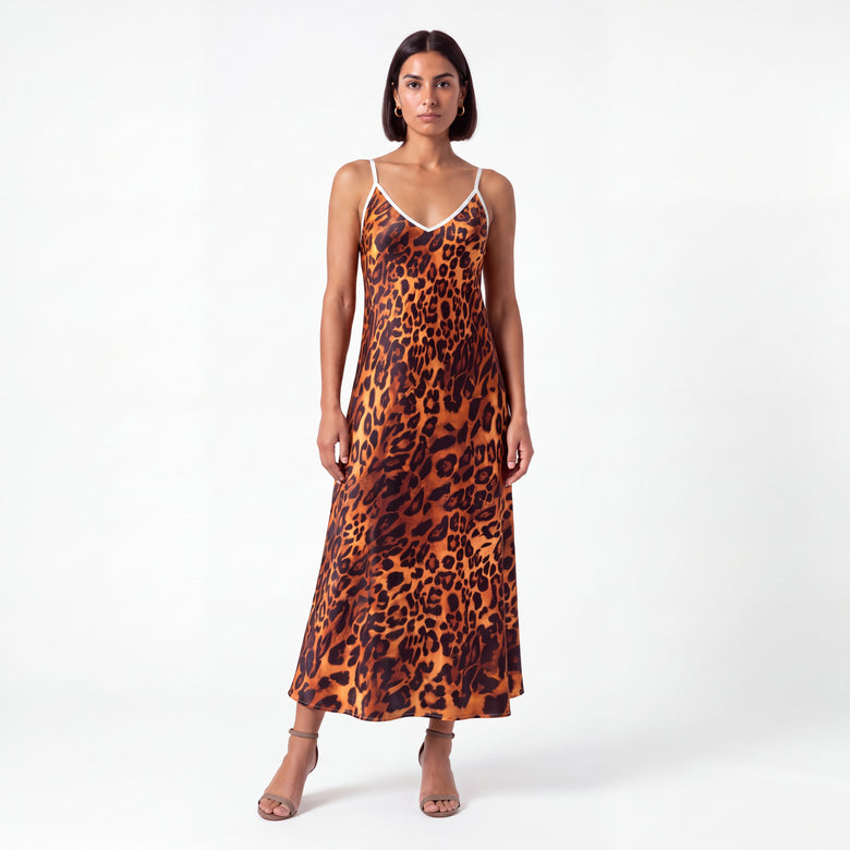 Fauve de Soie Leopard Silk Slip Dress