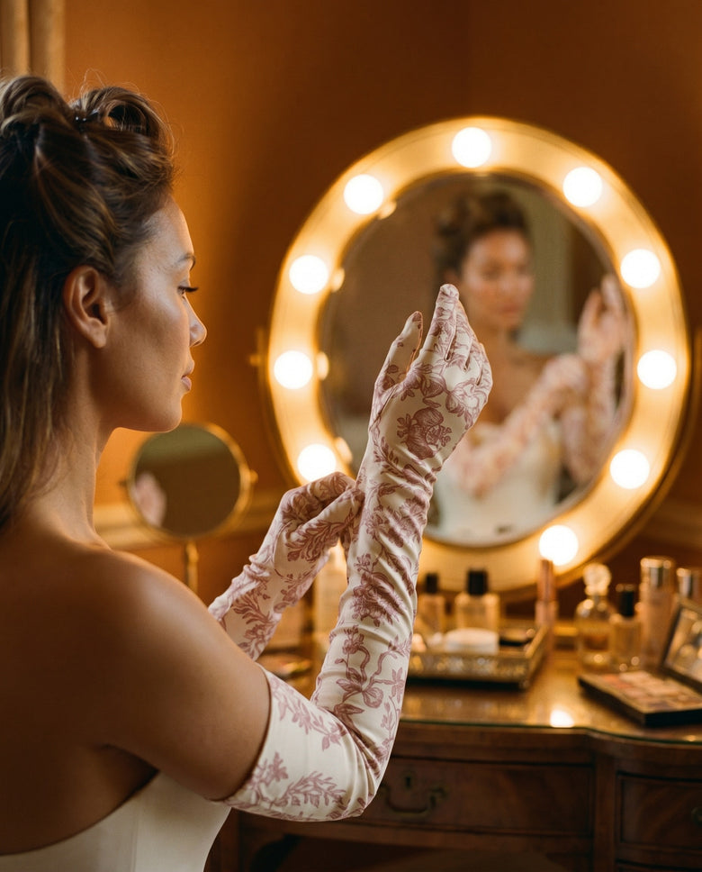 Ballroom Toile Velour Opera Gloves