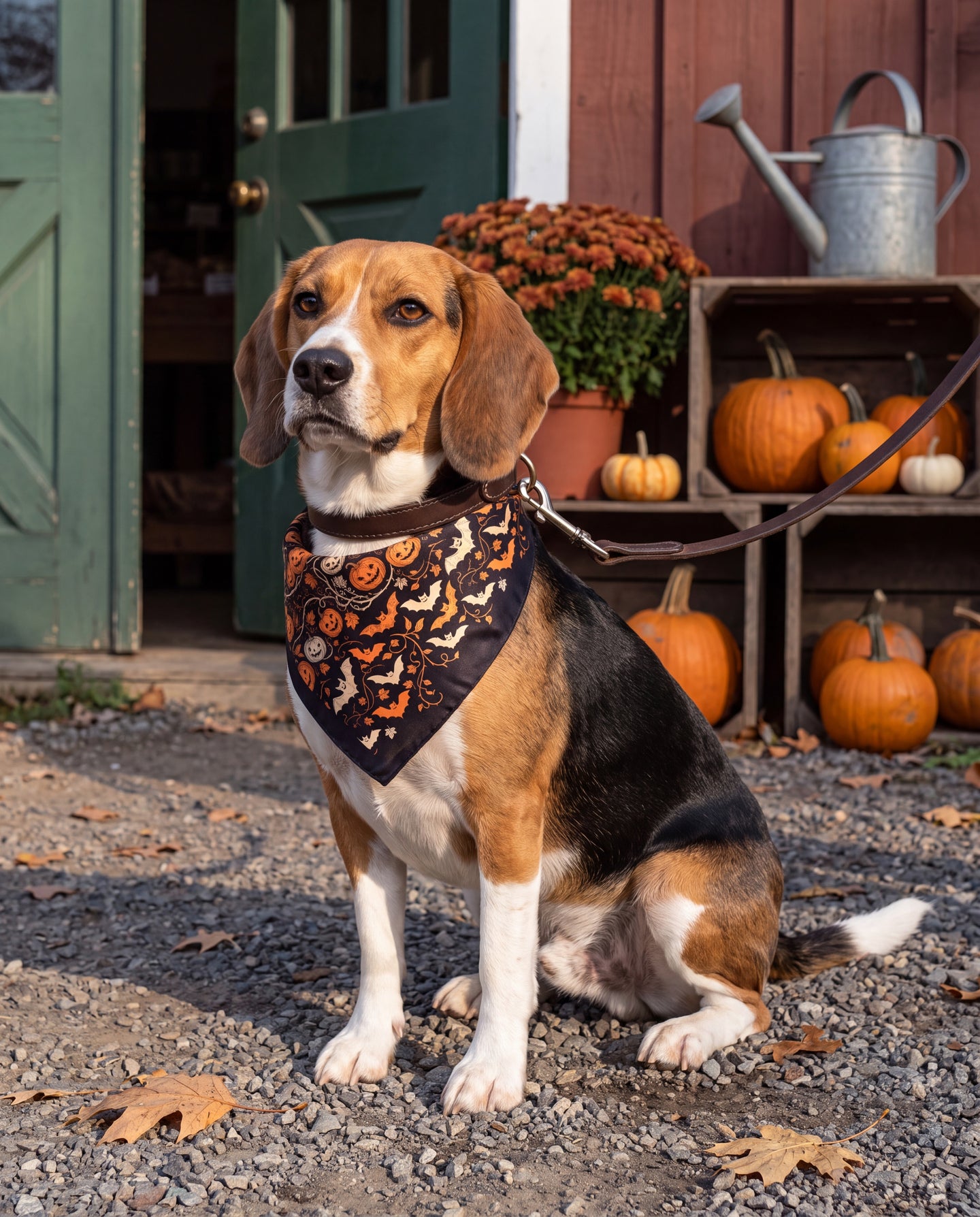 Citrouille Enchantee Silk Dog Bandana: first pick of the morning