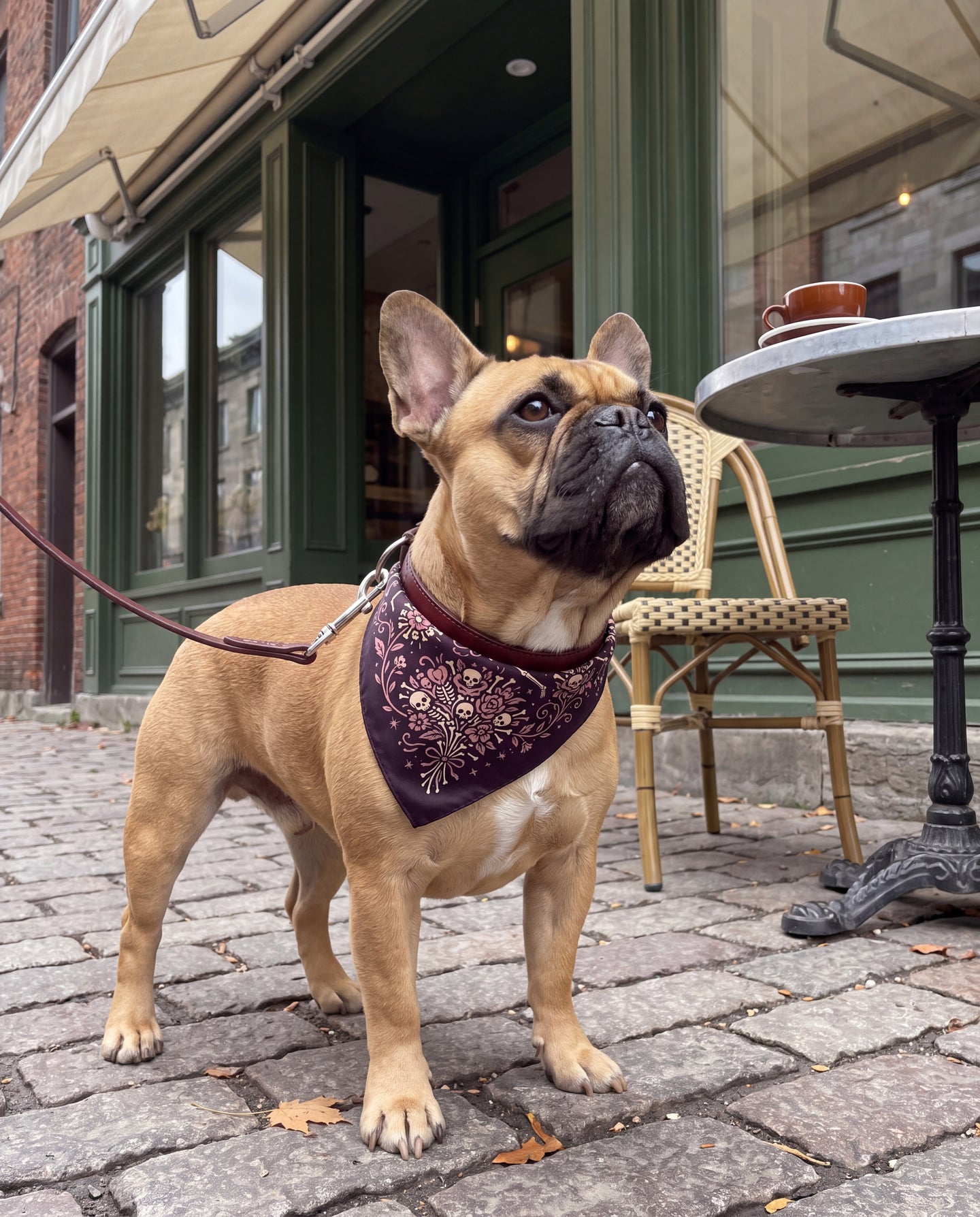 Danse des Os Silk Dog Bandana: one more minute for coffee