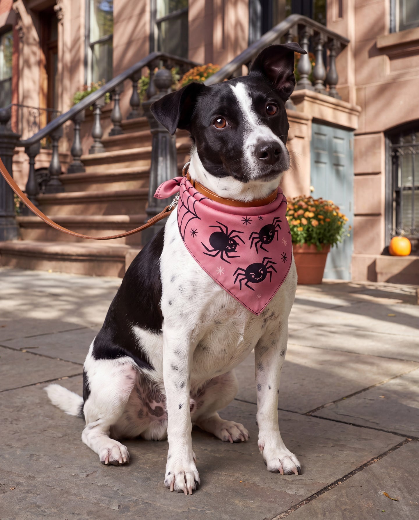 Araignees Rose Silk Dog Bandana: the brownstone pause